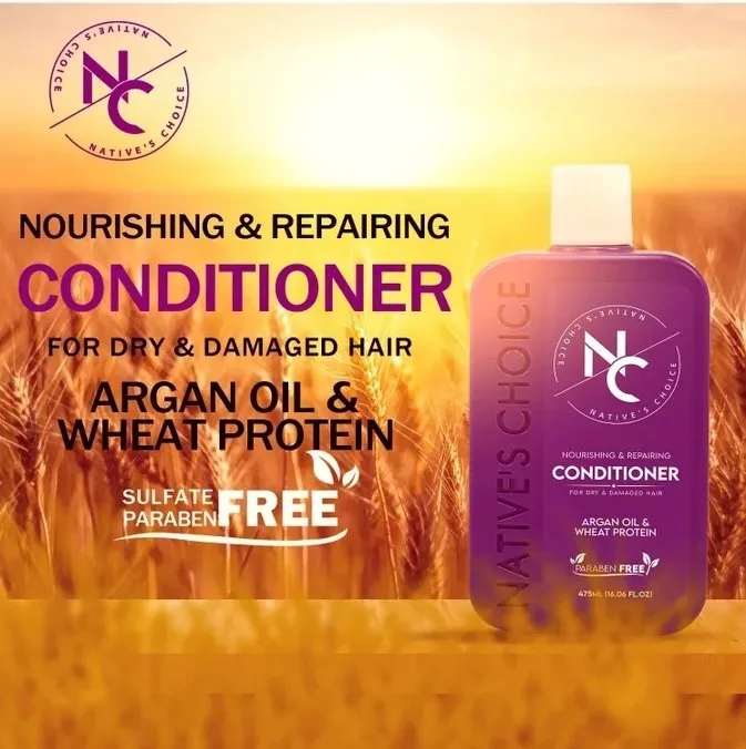 Natives Choice Conditioner With Argan Oil & Wheat Protein 475 ml بلسم زيت الأرجان وبروتين القمح لتغذية وترطيب الشعر الجاف والتالف