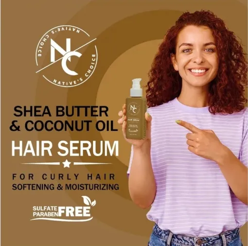 Natives Choice Hair Serum Curly Shea Butter & Coconut Oil 90 ml سيرم زبدة الشيا وزيت جوز الهند لتغذية الشعر المجعد