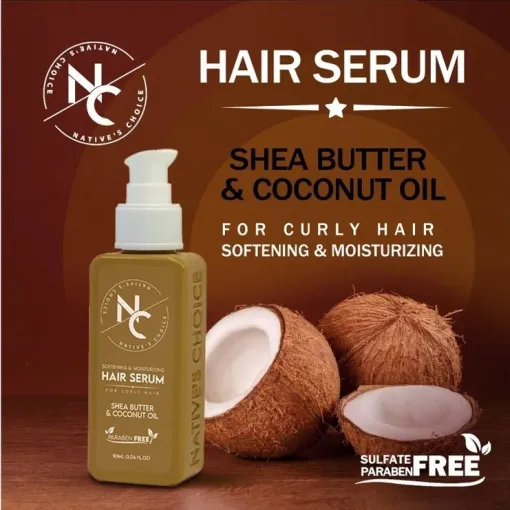 Natives Choice Hair Serum Curly Shea Butter & Coconut Oil 90 ml سيرم زبدة الشيا وزيت جوز الهند لتغذية الشعر المجعد