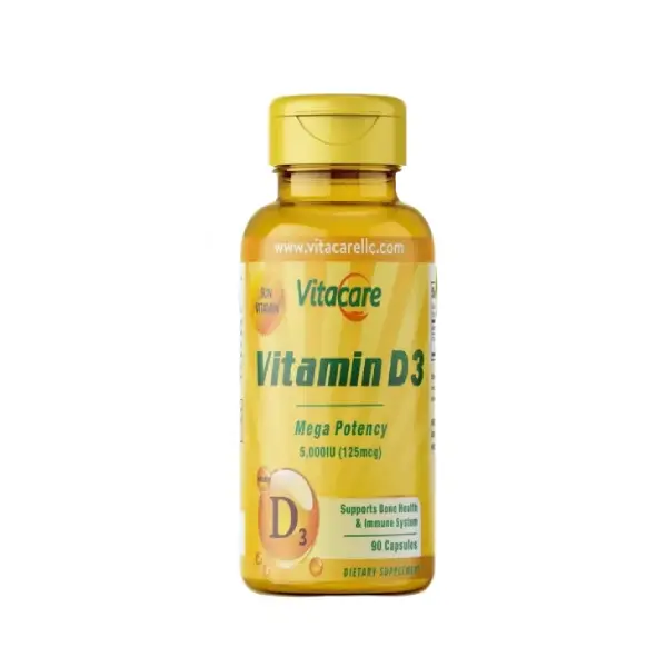 VITACARE VITAMIN D3 5000 ui 90 Capsules مكمل غذائي لدعم صحة العظام