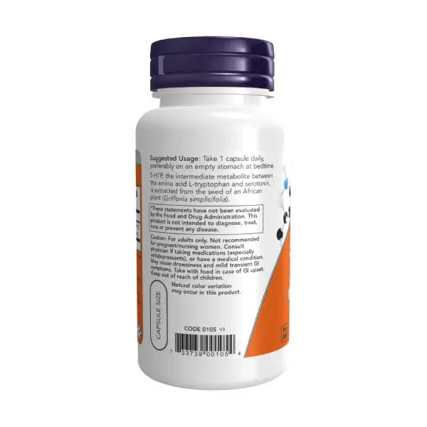 NOW® 5-HTP 100 MG 60 veg Capsules كبسولات هيدروكسي تريبتوفان علاج مضاد للاكتئاب