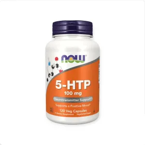 NOW® 5-HTP 100 MG 120 veg Capsules كبسولات هيدروكسي تريبتوفان علاج مضاد للاكتئاب