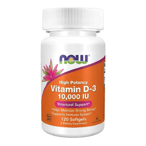 NOW Vitamin D-3 10,000 IU 120 Softgels لعلاج نقص فيتامين د