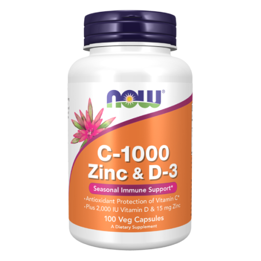 Now Vitamin C 1000 Zinc D3 100 Veg Capsules فيتامين دي - سي - زنك