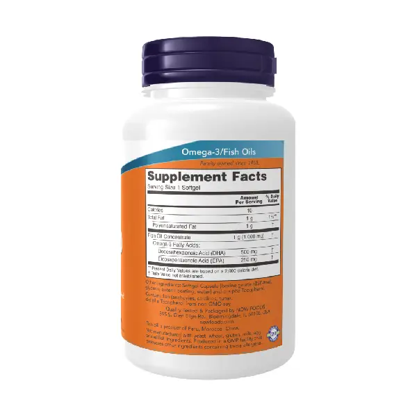 NOW® DHA 500 180 Softgels لدعم صحة المخ والقلب