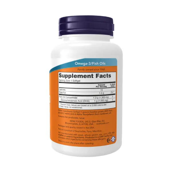 NOW® DHA-1000 Brain Support Extra Strength 90 Softgels مكمل غذائي لدعم صحة الدماغ