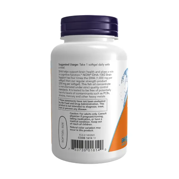 NOW® DHA-1000 Brain Support Extra Strength 90 Softgels مكمل غذائي لدعم صحة الدماغ