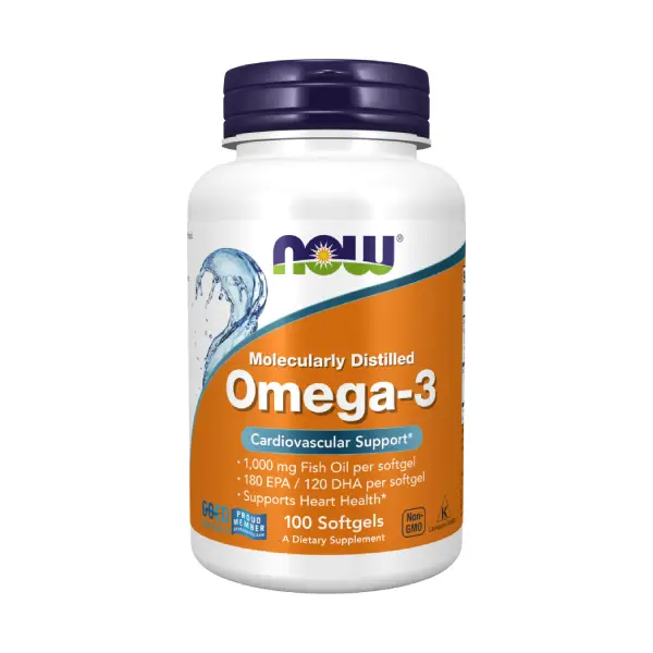 Now Molecularly Distilled Omega-3 Fish Oil 1000 mg 100 Softgels مكمل غذائي لدعم صحة القلب والاوعية الدموية