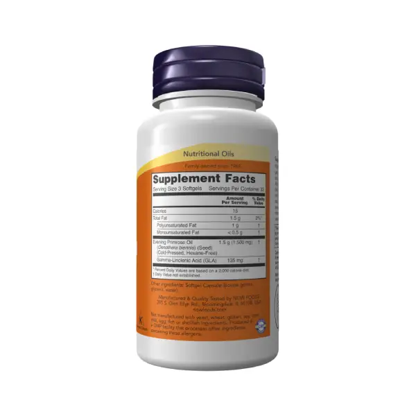 Now Foods Evening Primrose Oil 500 mg 100 Softgels كبسولات زيت زهرة الربيع المسائية لصحة البشرة