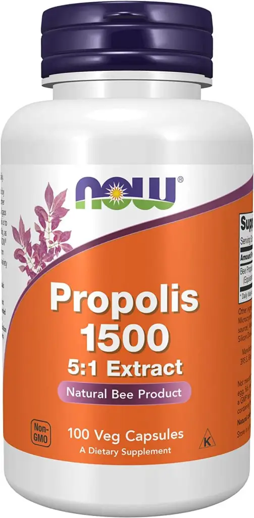 NOW Propolis 1500 mg 100 Veg Capsules مكمل غذائي من صمغ النحل