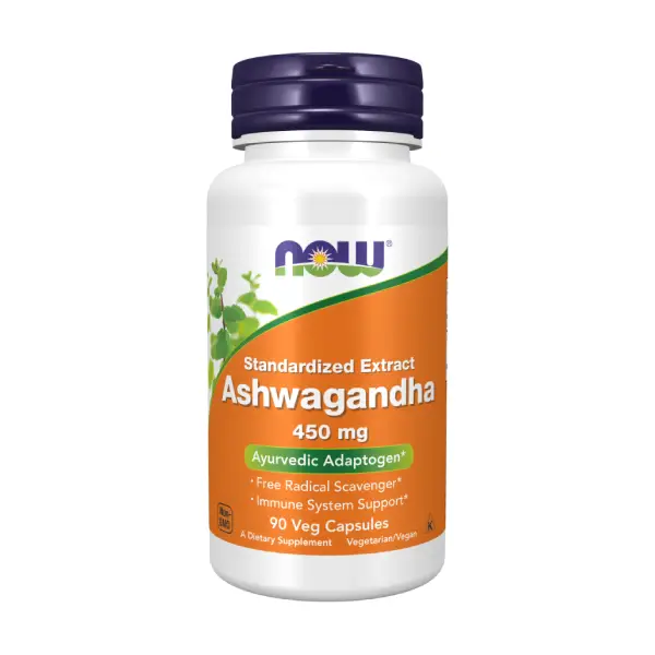 NOW® Ashwagandha 450 mg 90 Veg Capsules اشواغاندا الطب البديل لدعم المناعة وتعزيز الطاقة