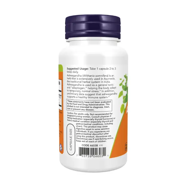 NOW® Ashwagandha 450 mg 90 Veg Capsules اشواغاندا الطب البديل لدعم المناعة وتعزيز الطاقة