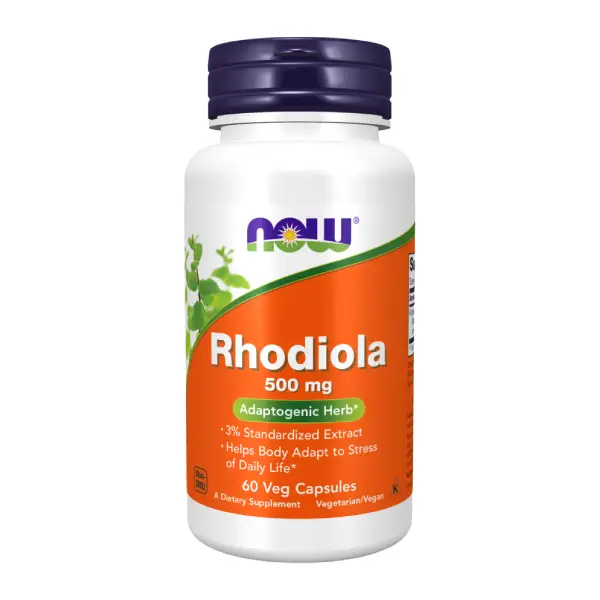 Now Rhodiola 500mg 60 Veg Capsules كبسولات الروديولا مكيف طبيعي مضاد للقلق والتوتر