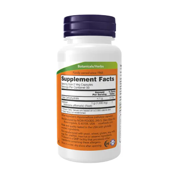 Now Valerian Root 500mg 100 Veg Capsules مكمل حشيشة الهر لعلاج إضطرابات النوم