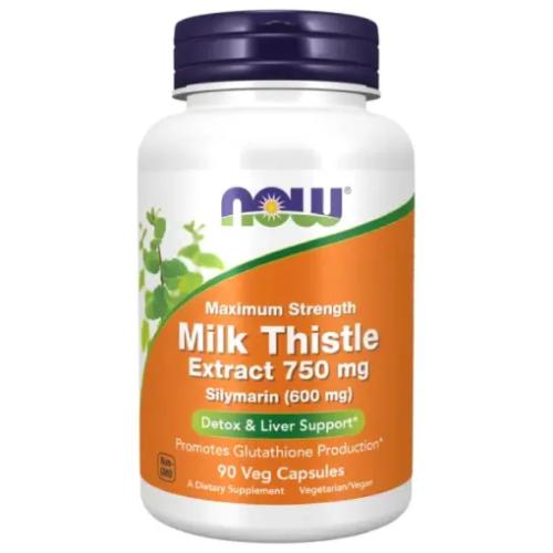 NOW MILK THISTLE EXTRACT 750mg 90 Veg Capsules دعم صحة الكبد