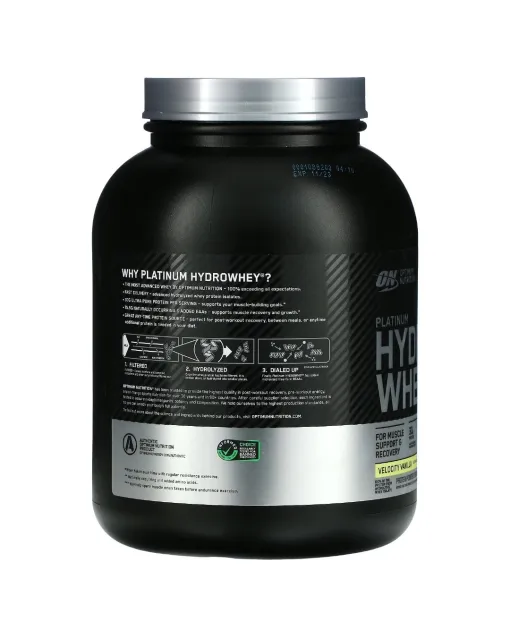 Optimum Nutrition Platinum Hydro Whey, Velocity Vanilla, 3.52 lb (1.6 kg) مسحوق البروتين بنكهة الفانيليا السريعة