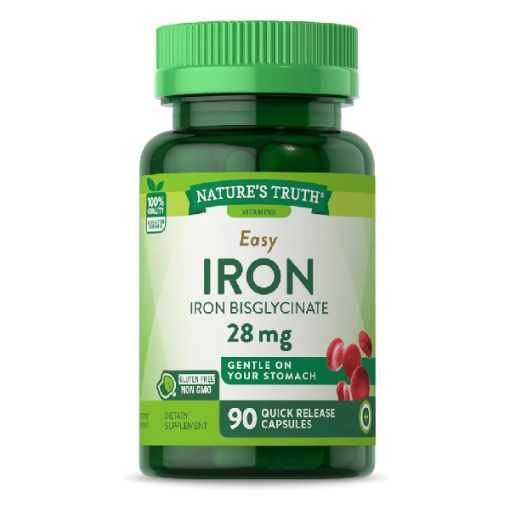 Nature’s Truth Easy Iron, 28 mg, 90 Capsules مكمل غذائي لعلاج فقر الدم والأنيميا