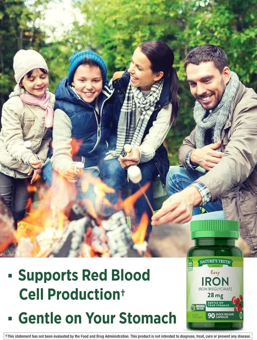 Nature’s Truth Easy Iron, 28 mg, 90 Capsules مكمل غذائي لعلاج فقر الدم والأنيميا