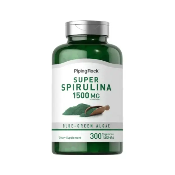 PipingRock Super Spirulina 1500mg Vegetarian Tablets لمناعة أقوي