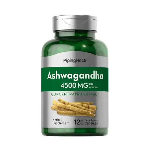 Piping Rock Ashwagandha Root Extract 4500 mg 120 Veg Capsules مكمل غذائي لعلاج التوتر والقلق