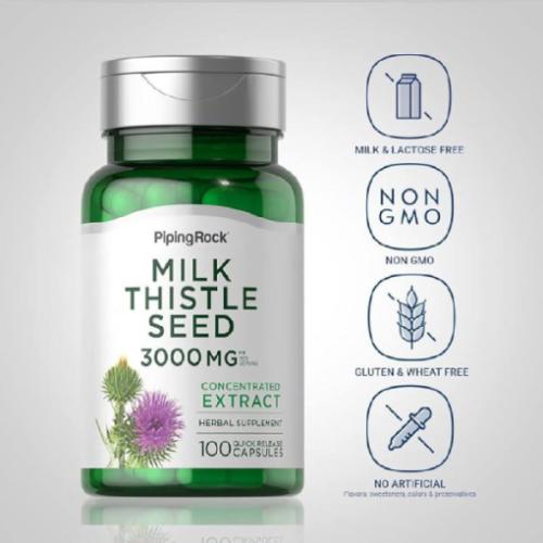 PIPINGROCK MILK THISTLE SEED 3000MG 100 Capsulets لدعم صحة الكبد