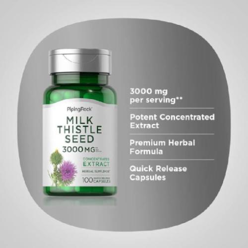 PIPINGROCK MILK THISTLE SEED 3000MG 100 Capsulets لدعم صحة الكبد